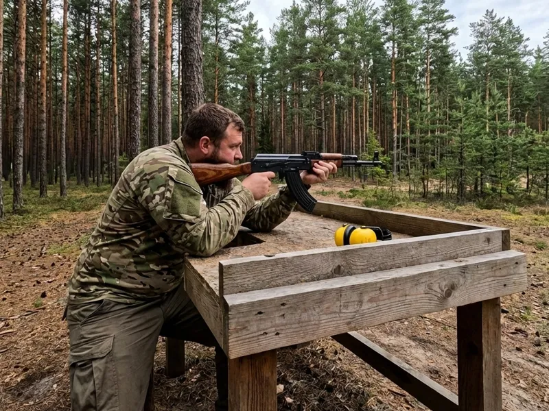 رماية سلاح كلاشينكوف في موسكو - تجربة إطلاق النار بالذخيرة الحية في ميدان رماية روسي