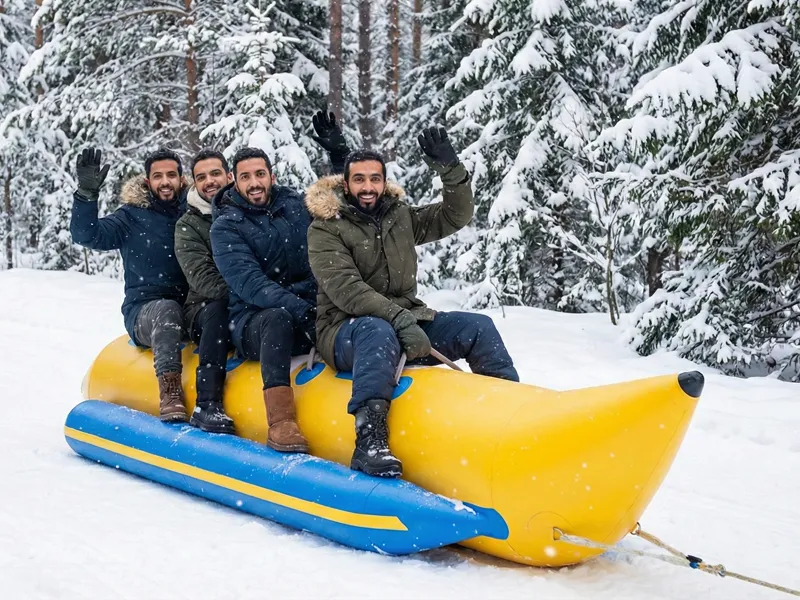 التزحلق علي الثلج في موسكو - تجربة ركوب الموزة وتوبينق الثلج (أنشطة شتوية للعوائل في روسيا)